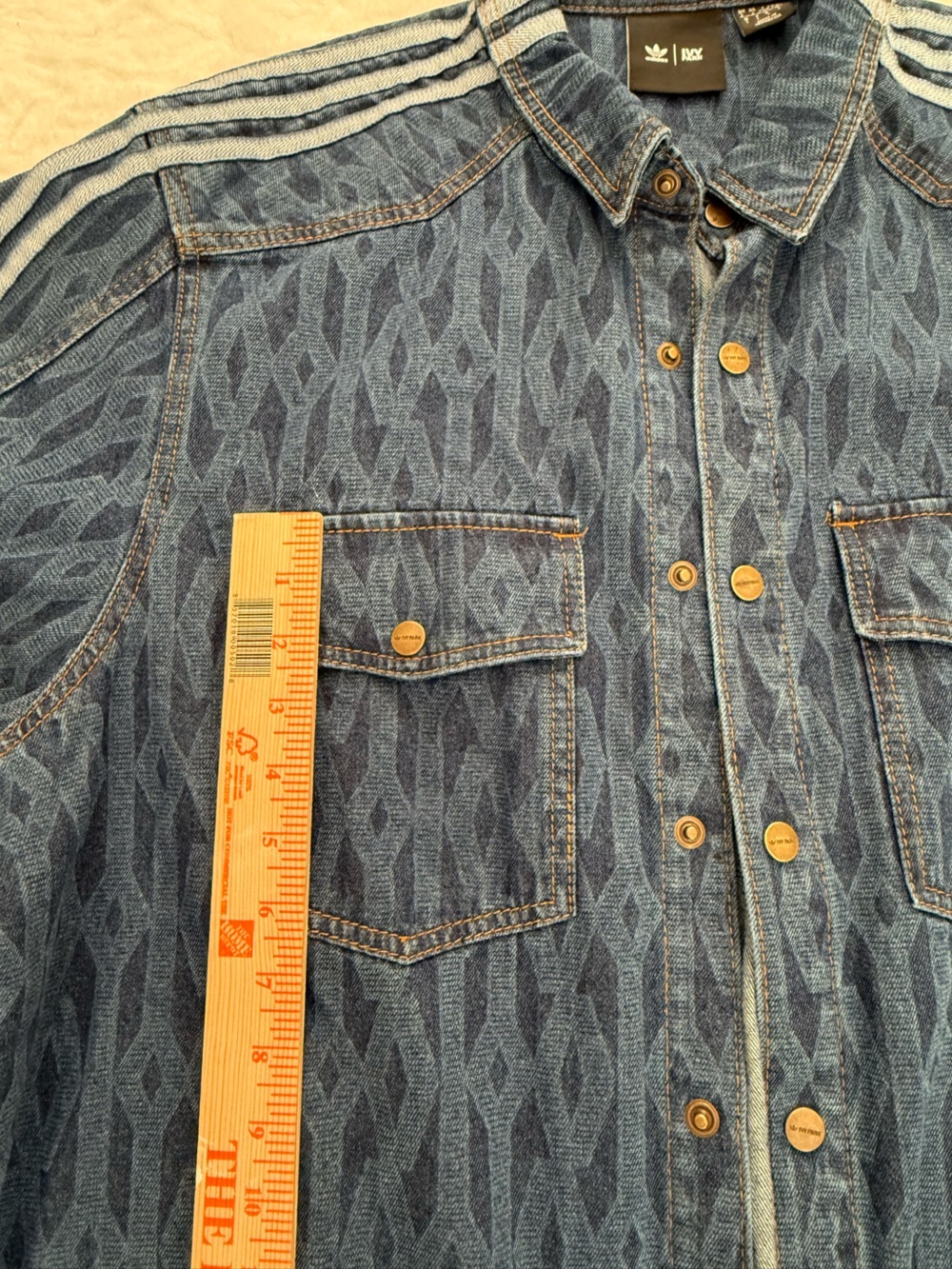 Adidas x Ivy Park Monogram L Denim Shirt Shacket Oversize Unisex Beyonce Stripes - Picture 10 of 12